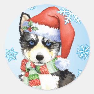 Happy Howlidays Husky Classic Round Sticker