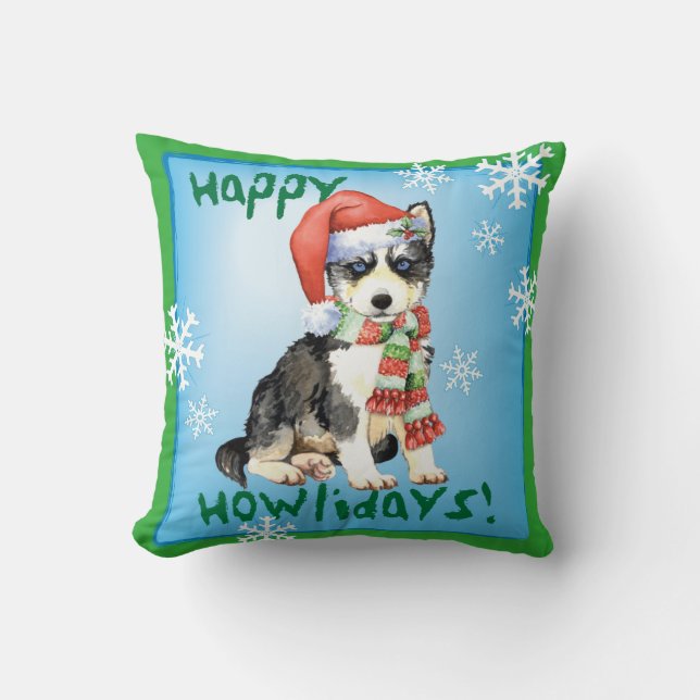 Happy Howlidays Husky Cushion (Front)