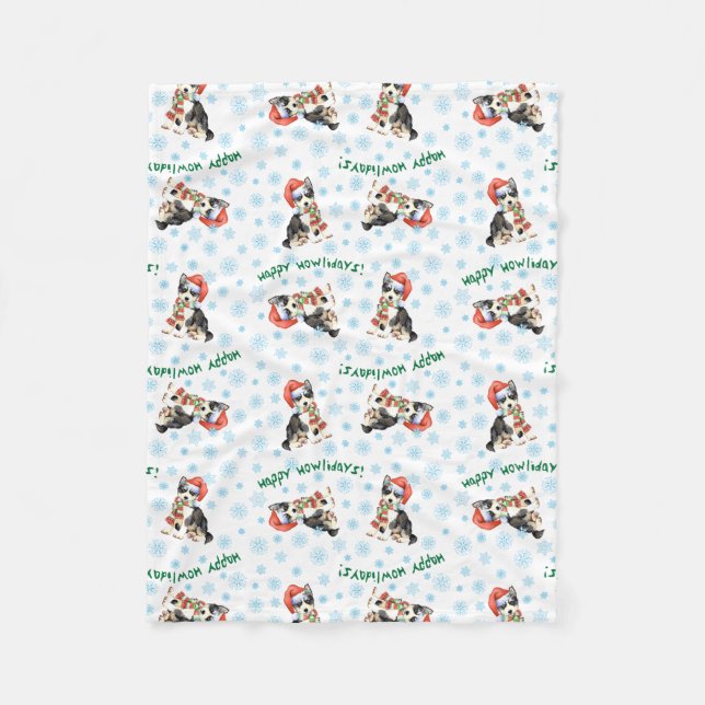 Happy Howlidays Husky Fleece Blanket (Front)