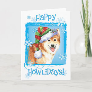 Happy Howlidays Icelandic Sheepdog Holiday Card