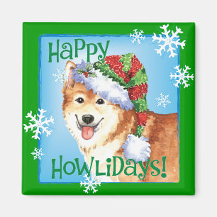 Happy Howlidays Icelandic Sheepdog Magnet