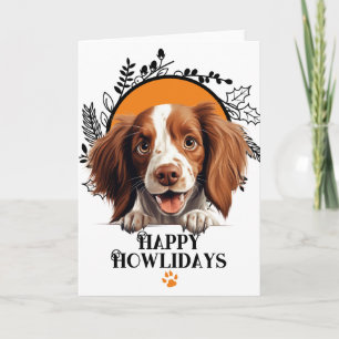 Happy Howlidays Irish Red and White Setter Dog Holiday Card