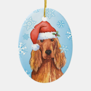 Happy Howlidays Irish Setter Ceramic Tree Decoration