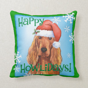 Happy Howlidays Irish Setter Cushion