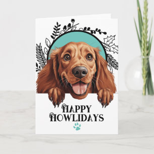 Happy Howlidays Irish Setter Dog Christmas Holiday Card
