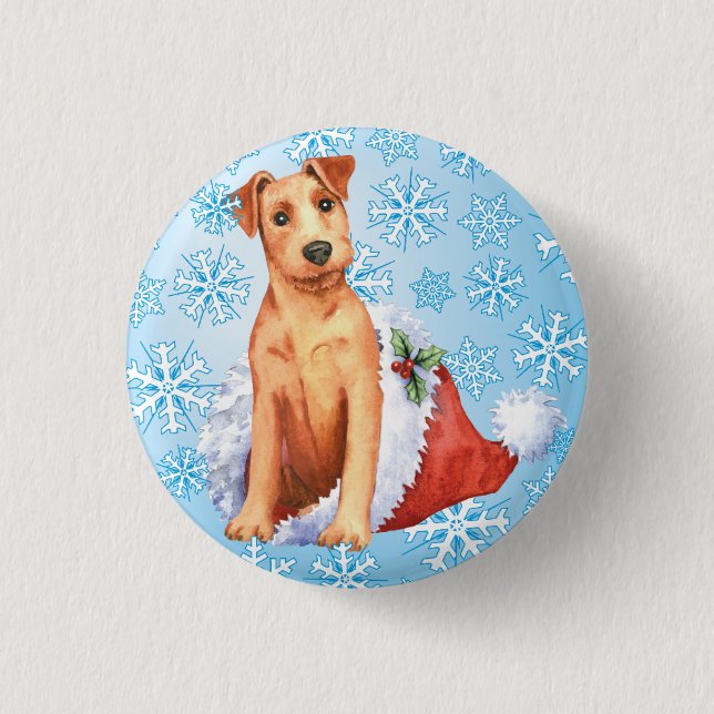 Happy Howlidays Irish Terrier Button (Front)