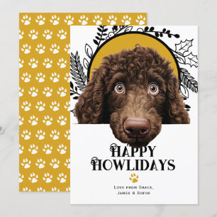Happy Howlidays Irish Water Spaniel Dog Christmas Holiday Card