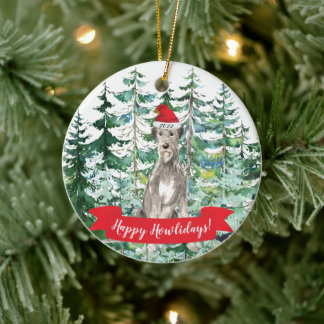 Happy Howlidays Irish Wolf Hound Christmas Ornamen Ceramic Tree Decoration