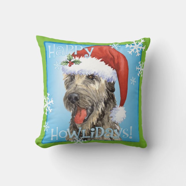 Happy Howlidays Irish Wolfhound Cushion (Front)