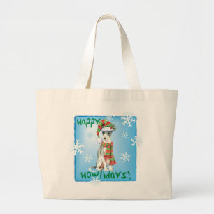 Happy Howlidays Italian Greyhound Large Tote Bag