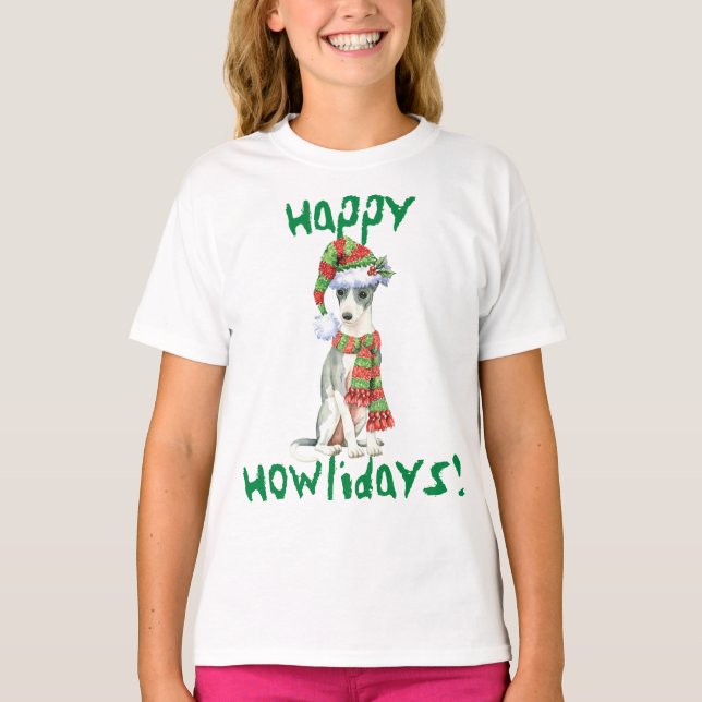 Happy Howlidays Italian Greyhound T-Shirt (Front)