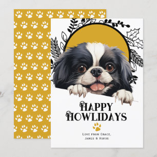 Happy Howlidays Japanese Chin Dog Christmas Holiday Card