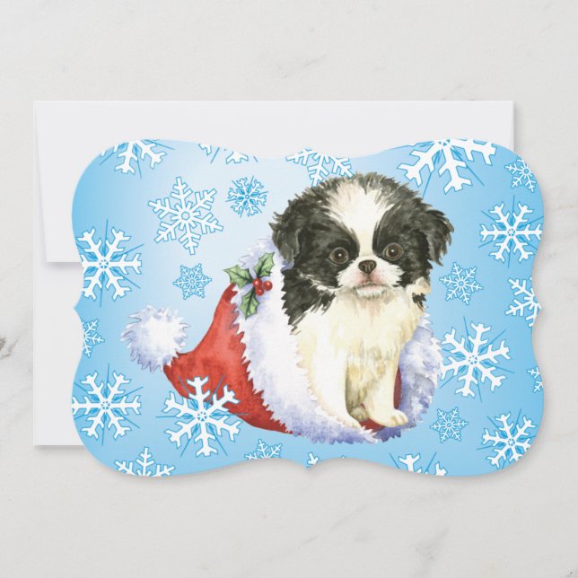 Happy Howlidays Japanese Chin Holiday Card (Front)
