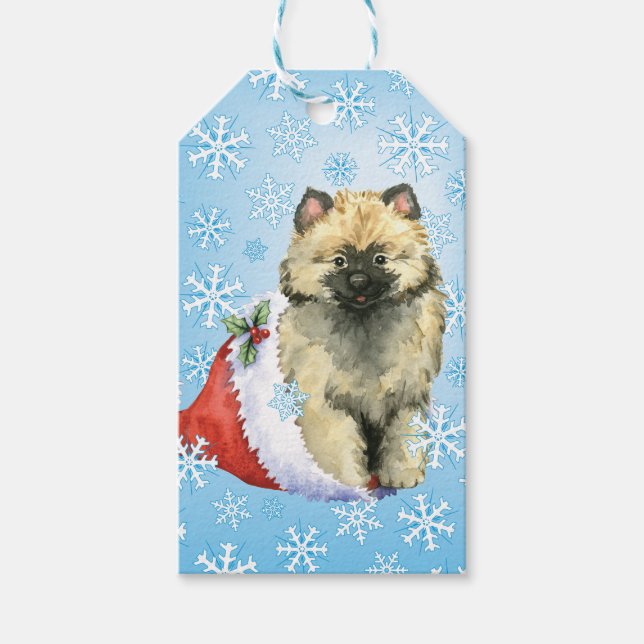 Happy Howlidays Keeshond Gift Tags (Front)
