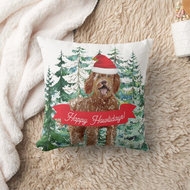 Happy Howlidays Labradoodle Dog Cushion (Blanket)