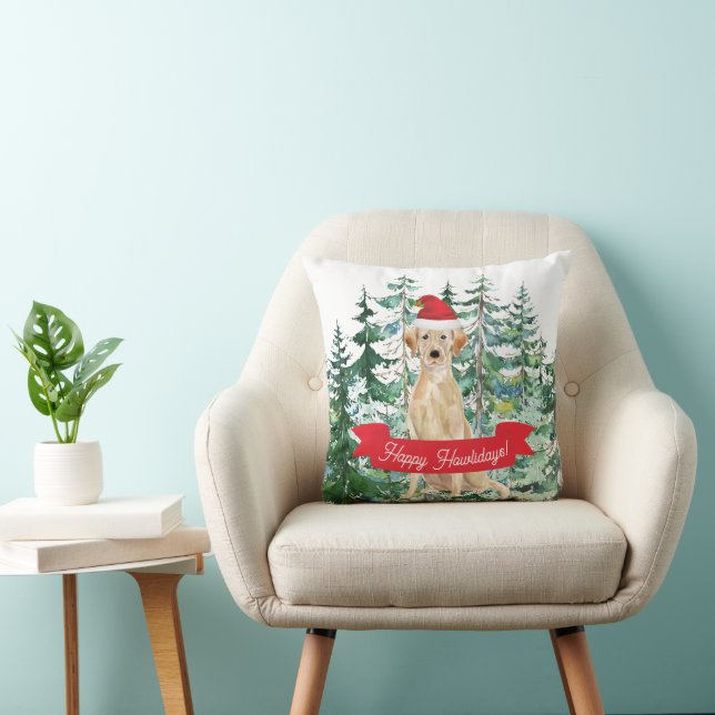Happy Howlidays Labrador Retriever Dog Christmas Cushion (Chair)
