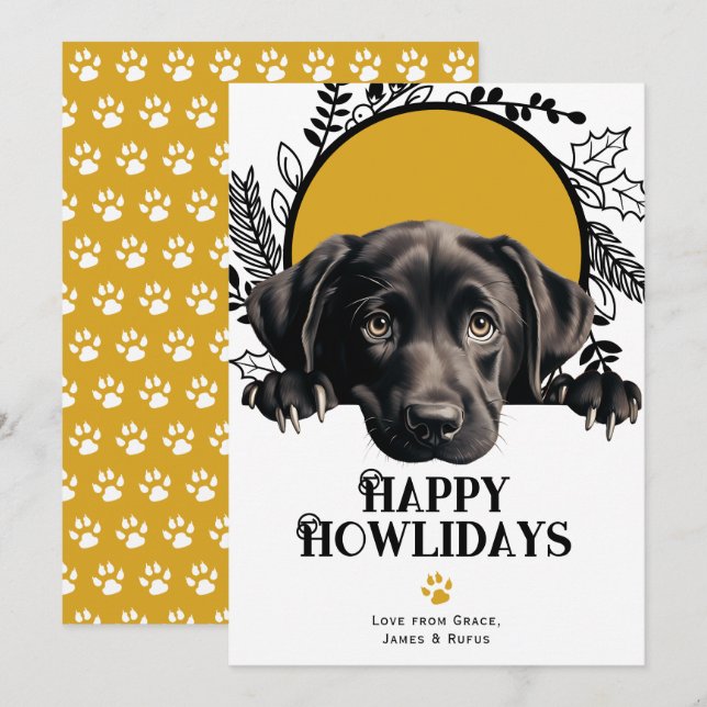 Happy Howlidays Labrador Retriever Dog Christmas  Holiday Card (Front/Back)