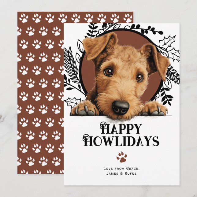 Happy Howlidays Lakeland Terrier Dog Christmas Holiday Card (Front/Back)