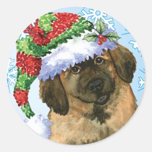 Happy Howlidays Leonberger Classic Round Sticker (Front)