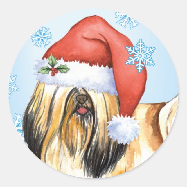 Happy Howlidays Lhasa Apso Classic Round Sticker (Front)