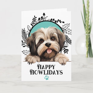 Happy Howlidays Lhasa Apso Dog Christmas Holiday Card