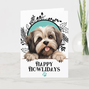 Happy Howlidays Lhasa Apso Dog Christmas Holiday Card
