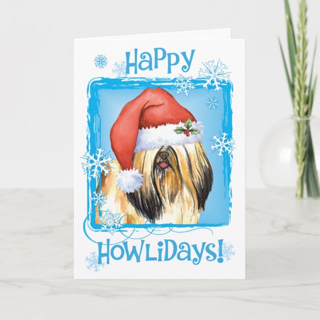 Happy Howlidays Lhasa Apso Holiday Card (Front)