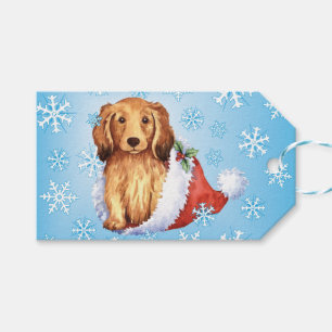 Happy Howlidays Longhaired Dachshund Gift Tags