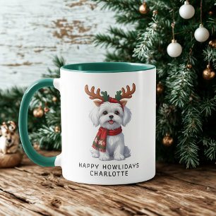 Happy Howlidays Maltese Dog Christmas Coffee Mug