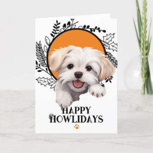 Happy Howlidays Maltese Dog Christmas Holiday Card