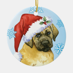 Happy Howlidays Mastiff Ceramic Tree Decoration