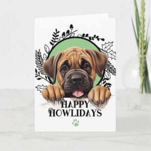 Happy Howlidays Mastiff Dog Christmas Holiday Card