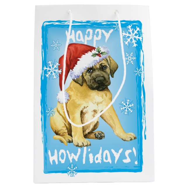 Happy Howlidays Mastiff Medium Gift Bag (Front)