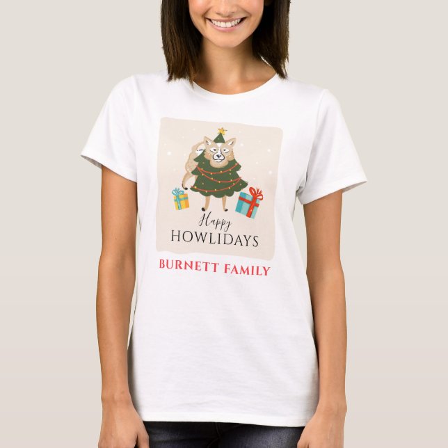 Happy Howlidays Merry Christmas Matching Family T-Shirt (Front)
