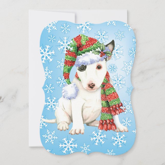 Happy Howlidays Mini Bull Terrier Holiday Card (Front)