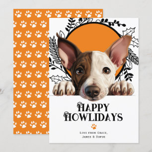Happy Howlidays Miniature Bull Terrier Christmas Holiday Card