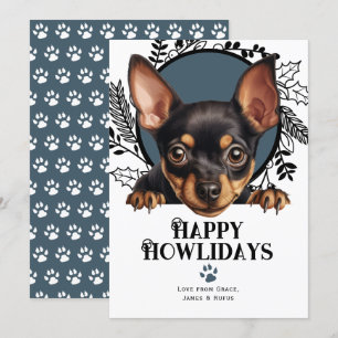 Happy Howlidays Miniature Pinscher Dog Christmas Holiday Card