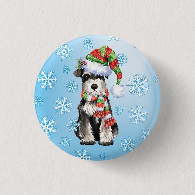 Happy Howlidays Miniature Schnauzer 3 Cm Round Badge (Front)