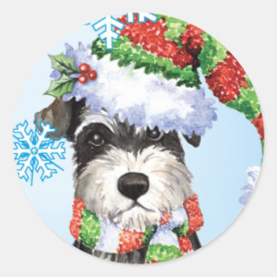 Happy Howlidays Miniature Schnauzer Classic Round Sticker