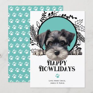 Happy Howlidays Miniature Schnauzer Dog Christmas Holiday Card