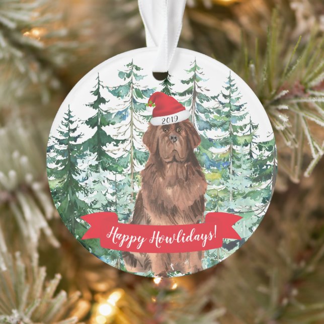 Happy Howlidays Newfoundland Dog Christmas Ornament (Tree)