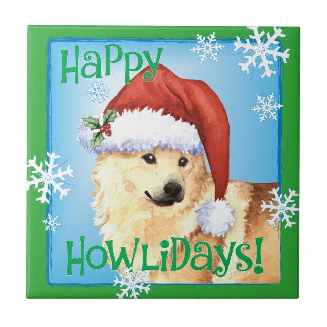 Happy Howlidays Norwegian Buhund Tile (Front)