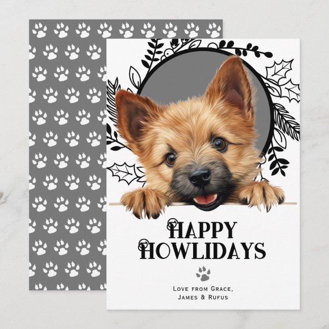 Happy Howlidays Norwich Terrier Dog Christmas  Holiday Card (Front/Back)