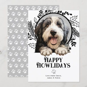 Happy Howlidays Old English Sheep Dog Christmas Holiday Card