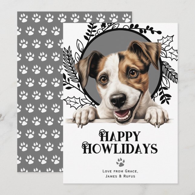 Happy Howlidays Parson Russell Terrier Christmas  Holiday Card (Front/Back)