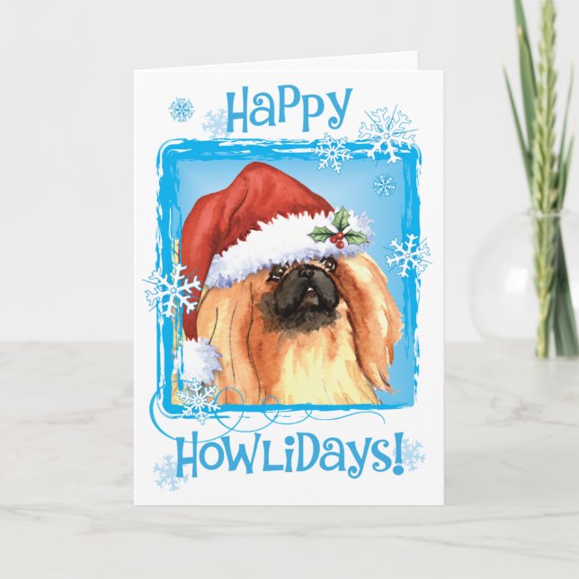 Happy Howlidays Pekingese Holiday Card (Front)