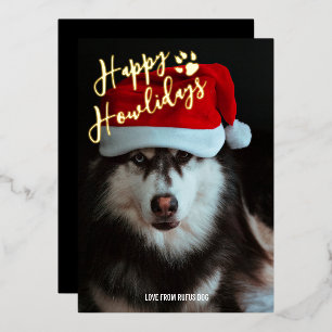 Happy Howlidays Personalised Photo Foil Holiday Card