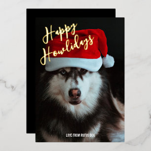 Happy Howlidays Personalised Photo Foil Holiday Card