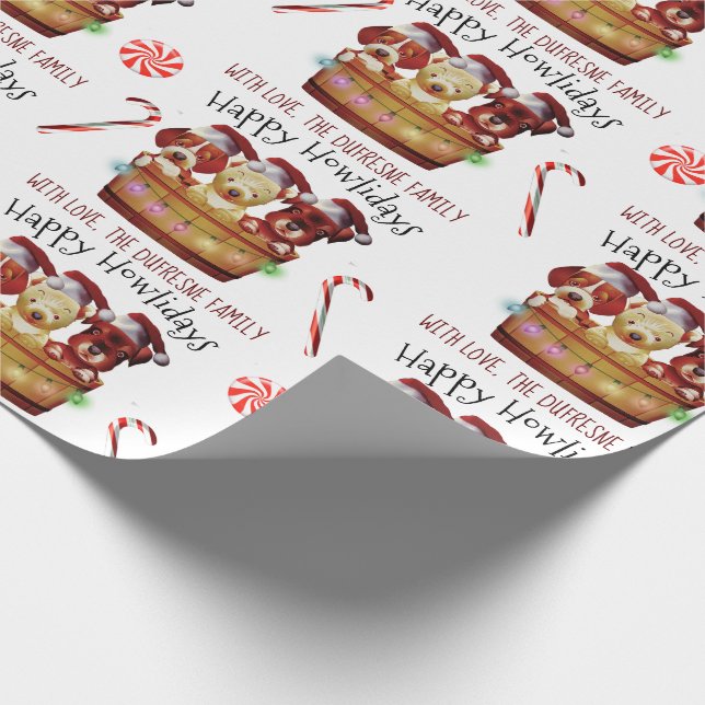 Happy Howlidays Personalised Wrapping Paper (Corner)