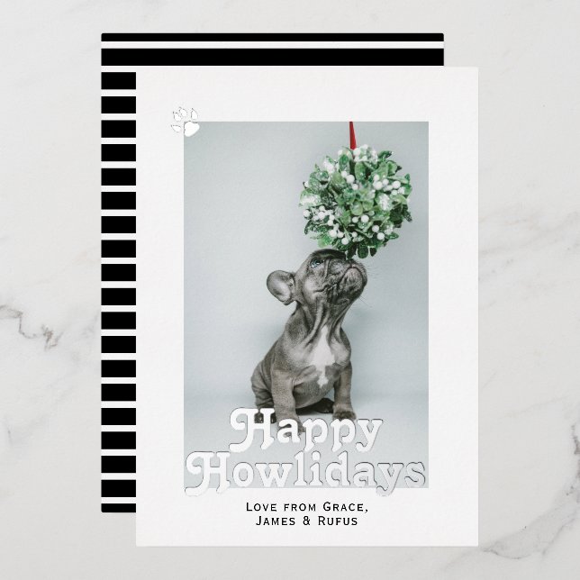 Happy Howlidays Pet Dog Christmas Foil Holiday Card (Front/Back)